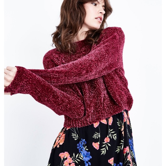 New Look Sweaters - New Look Cameo Rose Chenille Cable Knit Sweater
